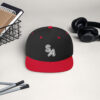 Customised Black & Red Snapback Cap Custom printed t-shirts, caps, and hats with personalised designs for events, teams, brands, gifts, and everyday wear.